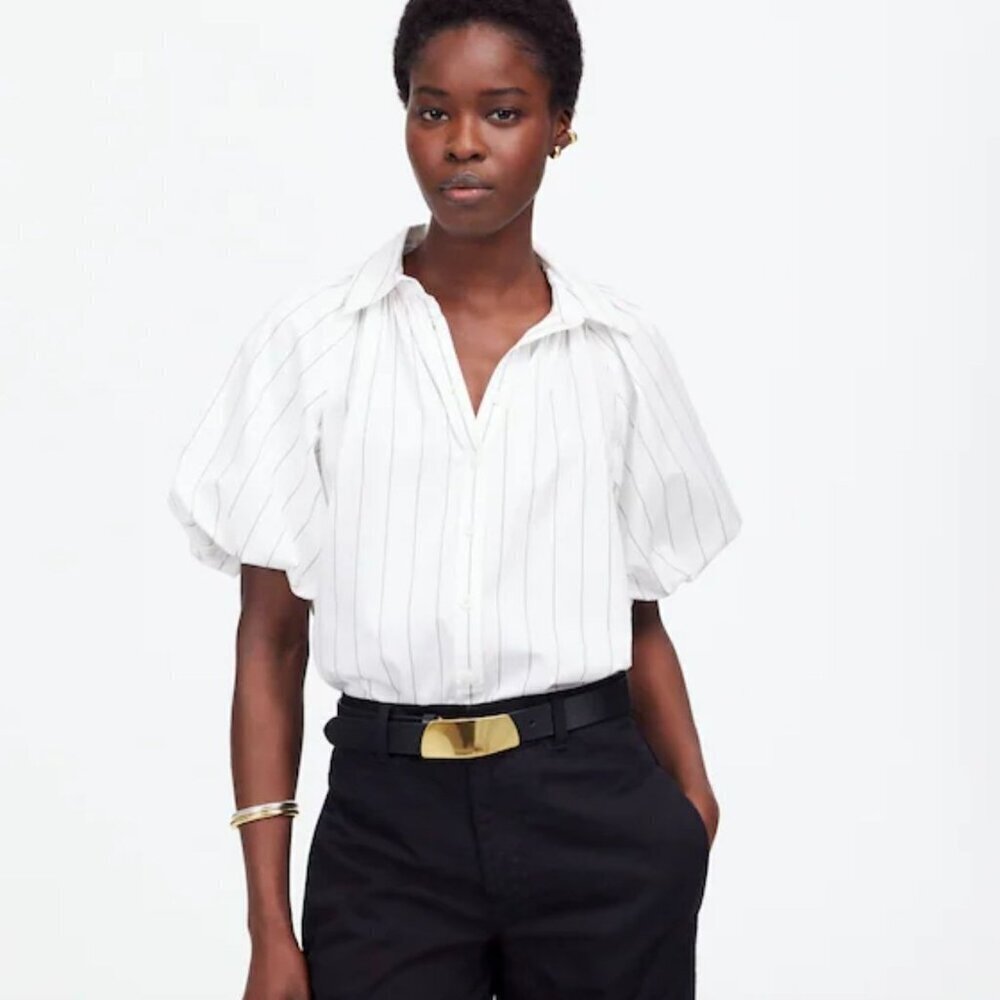 NWT Madewell Shirred Bubble-Sleeve Button-Up Shirt - Size: XXS